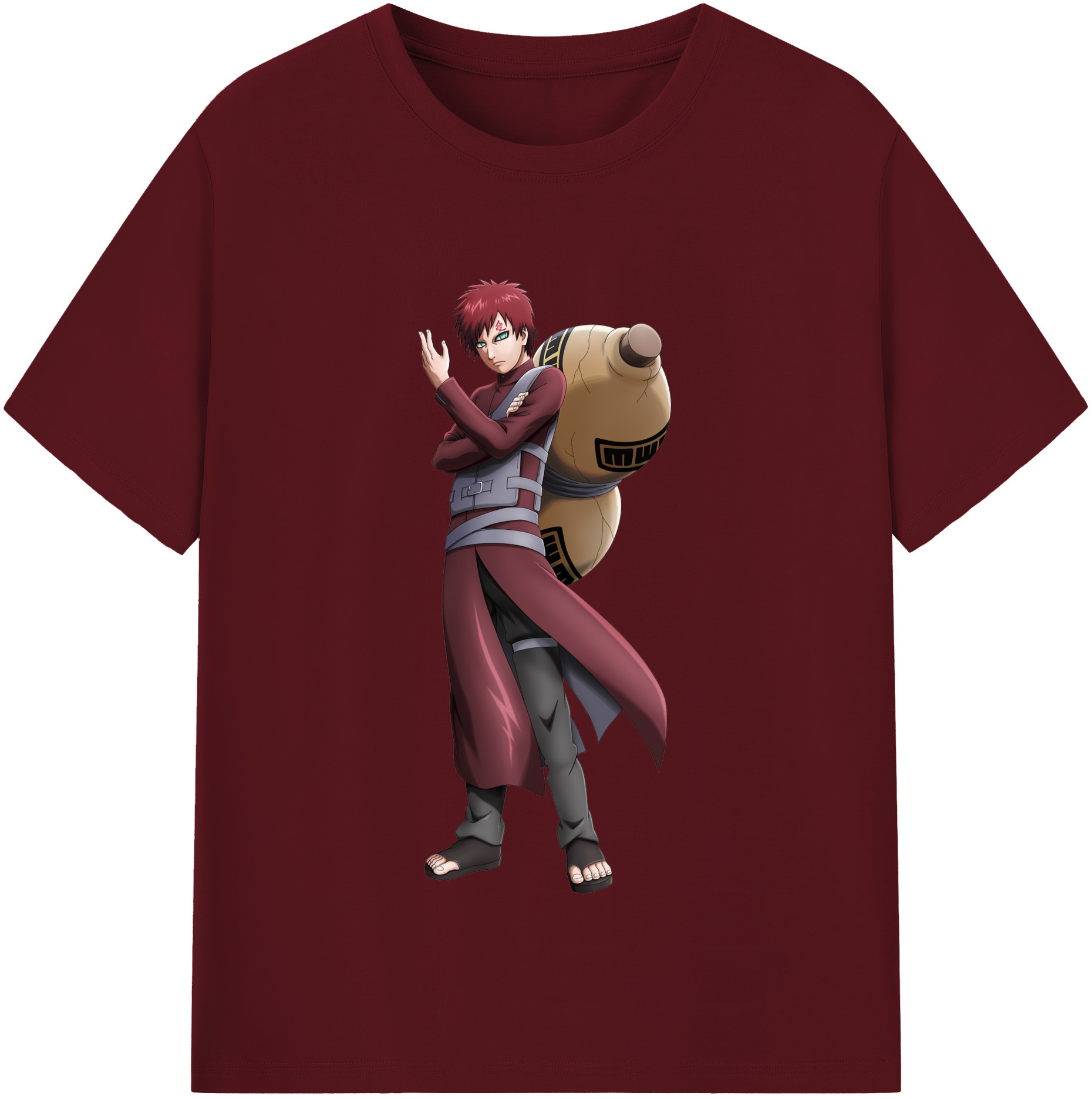 （画像用） NARUTO -ナルト- ガアラ Gaara 綿100％半袖Tシャツ（フロントプリント）